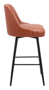 Keppel Swivel Barstool Brown Bar Stools LOOMLAN By Zuo Modern