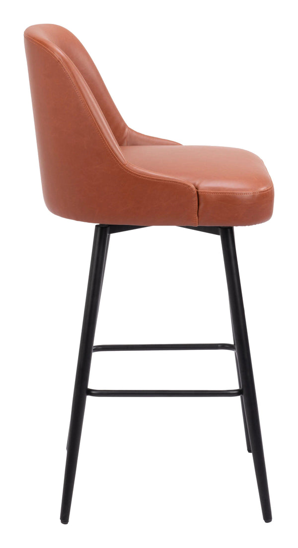 Keppel Swivel Barstool Brown Bar Stools LOOMLAN By Zuo Modern