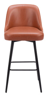 Keppel Swivel Barstool Brown Bar Stools LOOMLAN By Zuo Modern