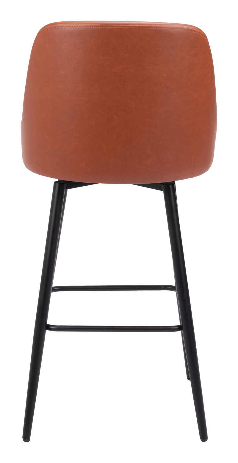 Keppel Swivel Barstool Brown Bar Stools LOOMLAN By Zuo Modern