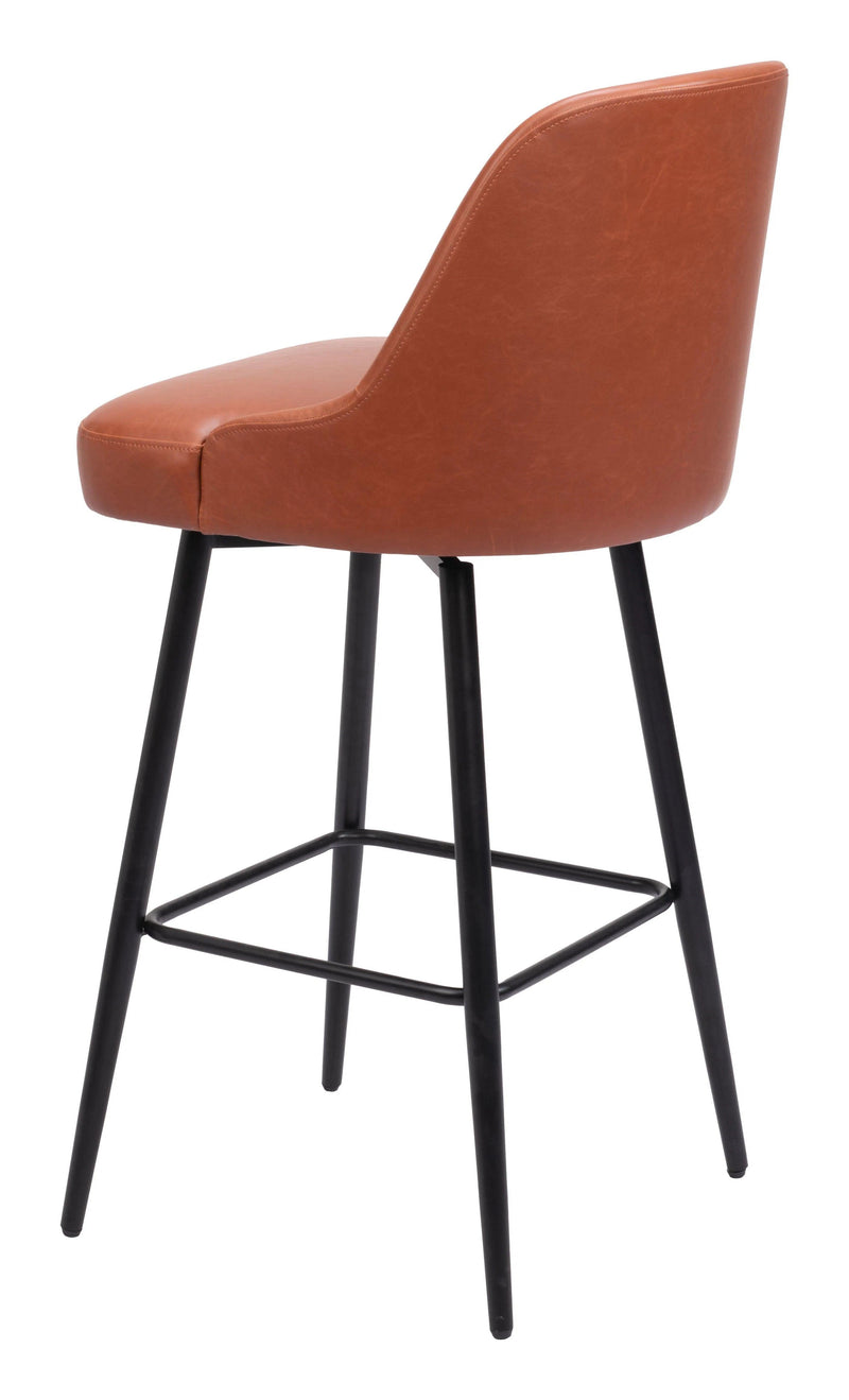 Keppel Swivel Barstool Brown Bar Stools LOOMLAN By Zuo Modern