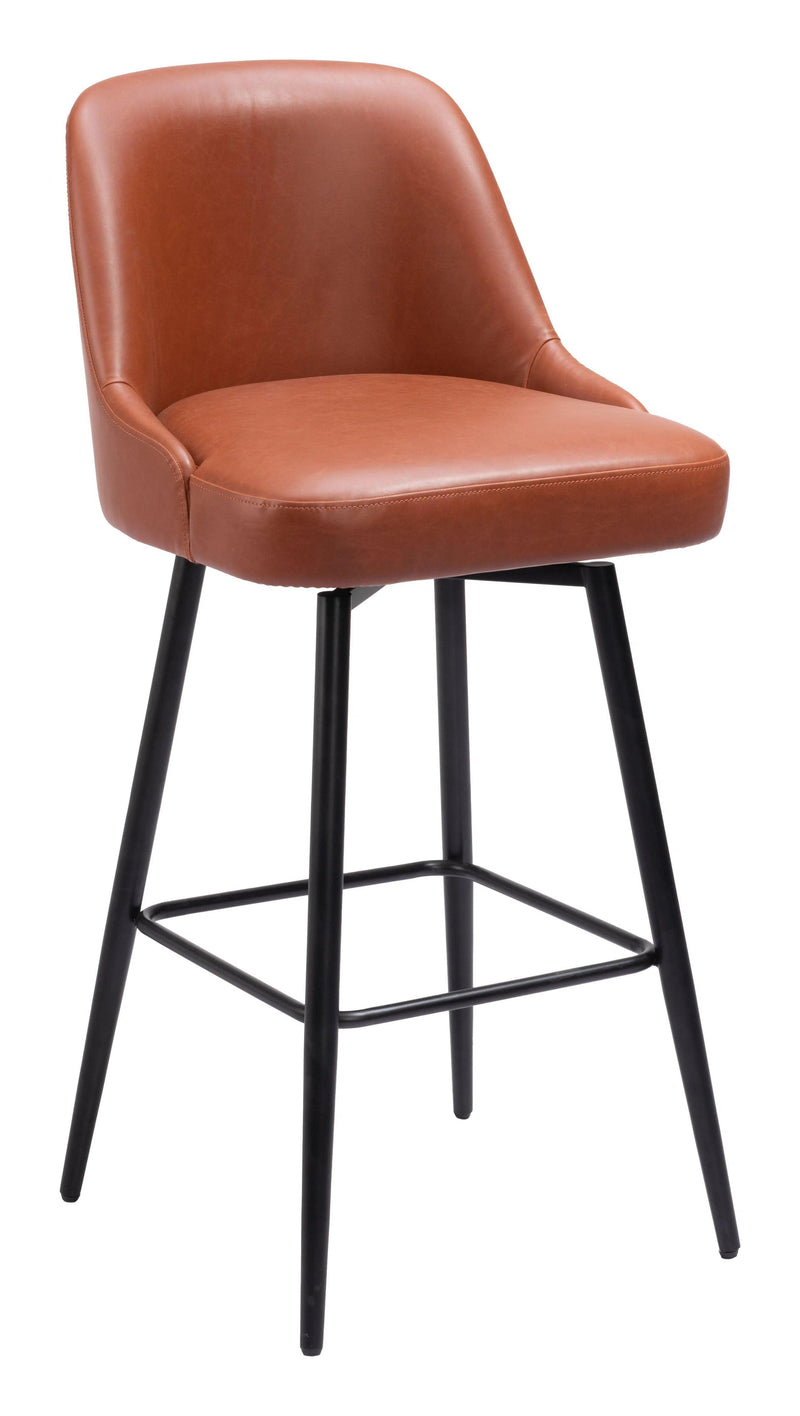 Keppel Swivel Barstool Brown Bar Stools LOOMLAN By Zuo Modern