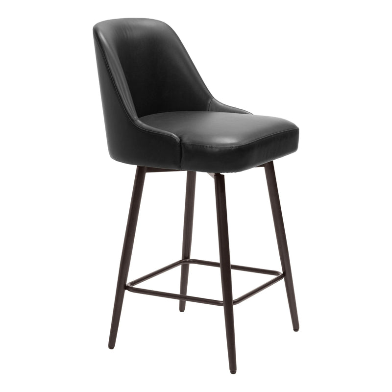 Keppel Swivel Counter Stool Black & Bronze Counter Stools LOOMLAN By Zuo Modern