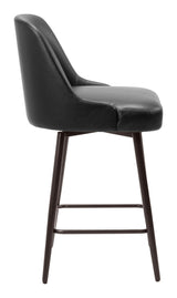 Keppel Swivel Counter Stool Black & Bronze Counter Stools LOOMLAN By Zuo Modern