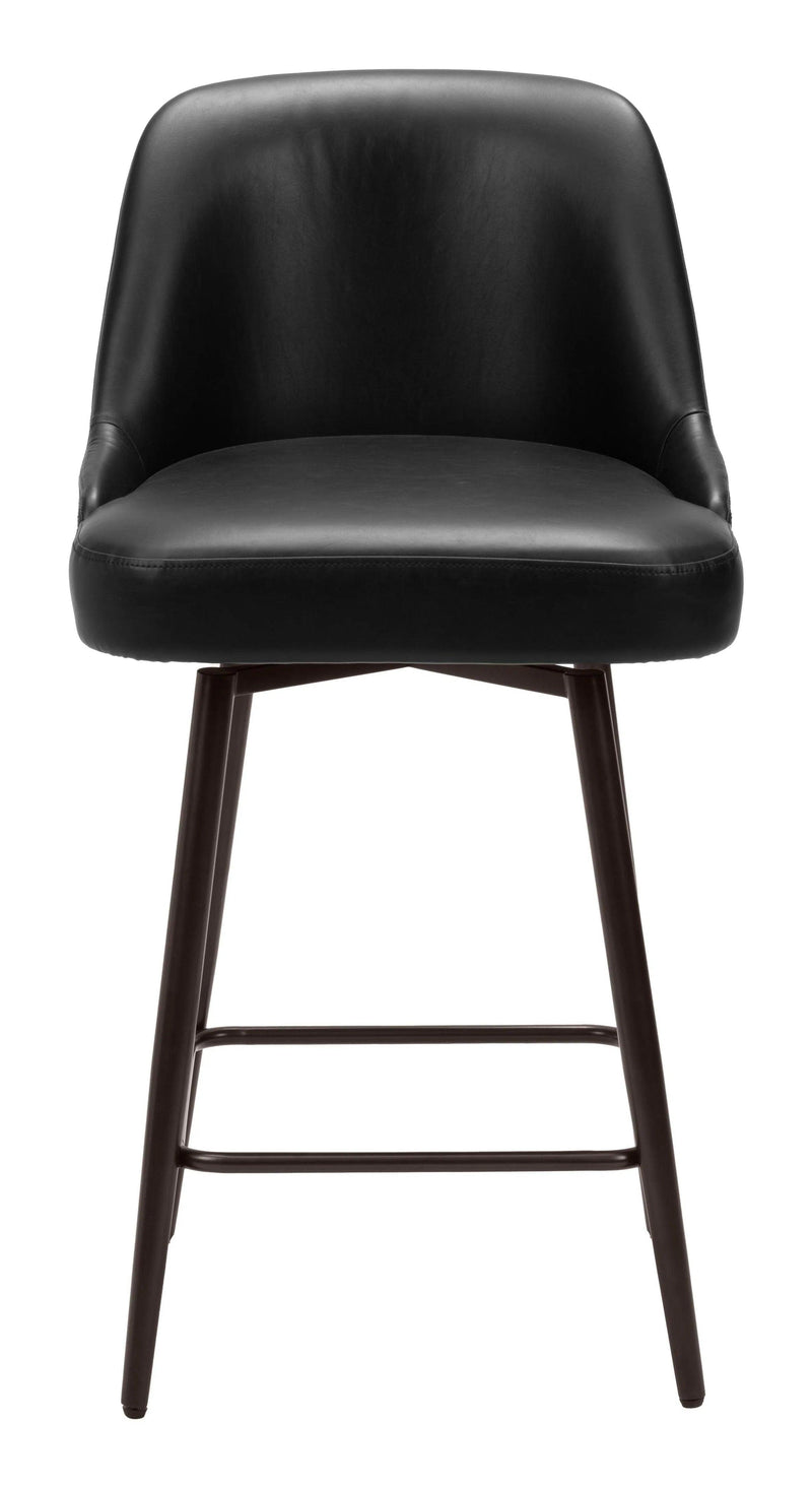 Keppel Swivel Counter Stool Black & Bronze Counter Stools LOOMLAN By Zuo Modern