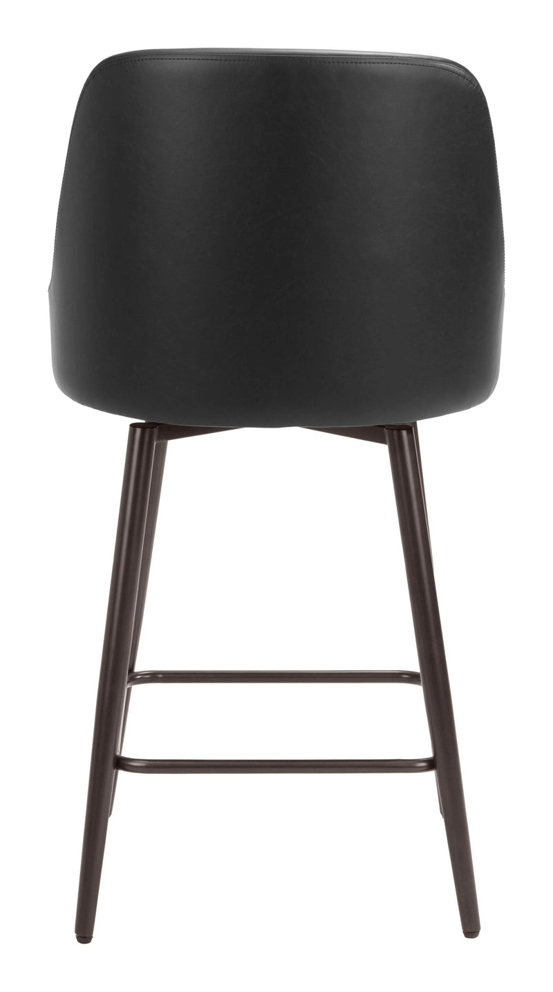 Keppel Swivel Counter Stool Black & Bronze Counter Stools LOOMLAN By Zuo Modern