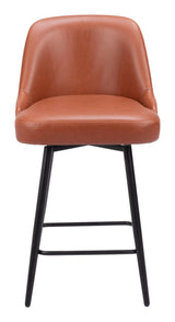 Keppel Swivel Counter Stool Brown Counter Stools LOOMLAN By Zuo Modern