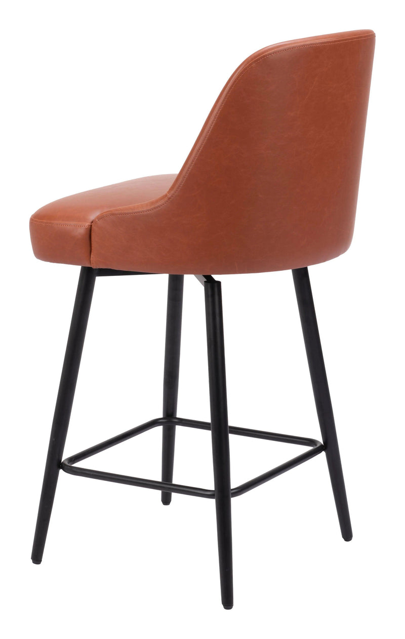 Keppel Swivel Counter Stool Brown Counter Stools LOOMLAN By Zuo Modern