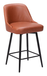 Keppel Swivel Counter Stool Brown Counter Stools LOOMLAN By Zuo Modern