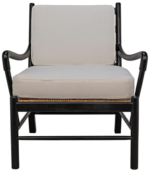 Kevin Wood and Rattan Black Arm Chair Club Chairs LOOMLAN By Noir