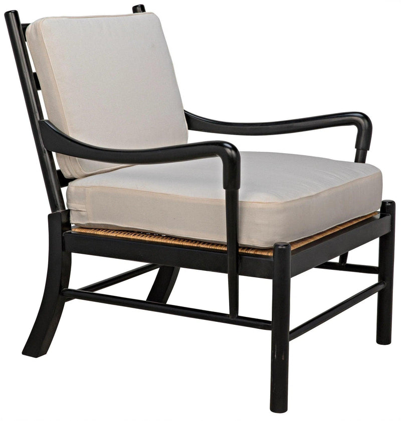 Kevin Wood and Rattan Black Arm Chair Club Chairs LOOMLAN By Noir