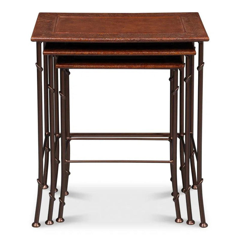 Kew Gardens Leather Nesting Tables Side Tables LOOMLAN By Sarreid