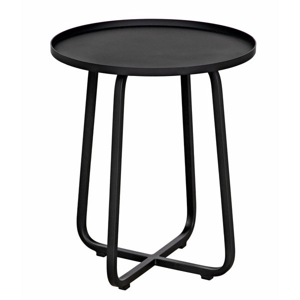 Kimana Black Steel Round Side Table Side Tables LOOMLAN By Noir