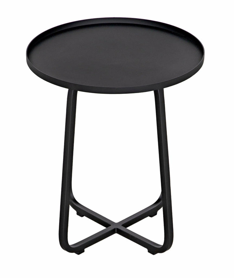 Kimana Black Steel Round Side Table Side Tables LOOMLAN By Noir