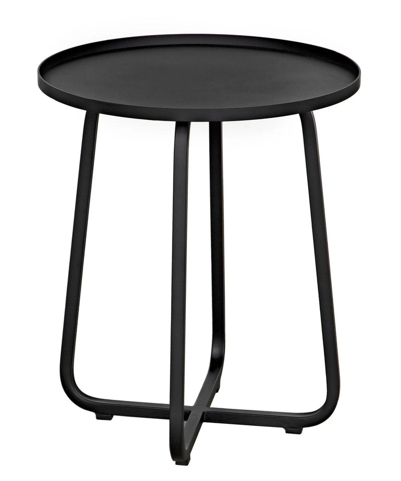 Kimana Black Steel Round Side Table Side Tables LOOMLAN By Noir