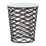 King Side Table White & Antique Black Side Tables LOOMLAN By Zuo Modern