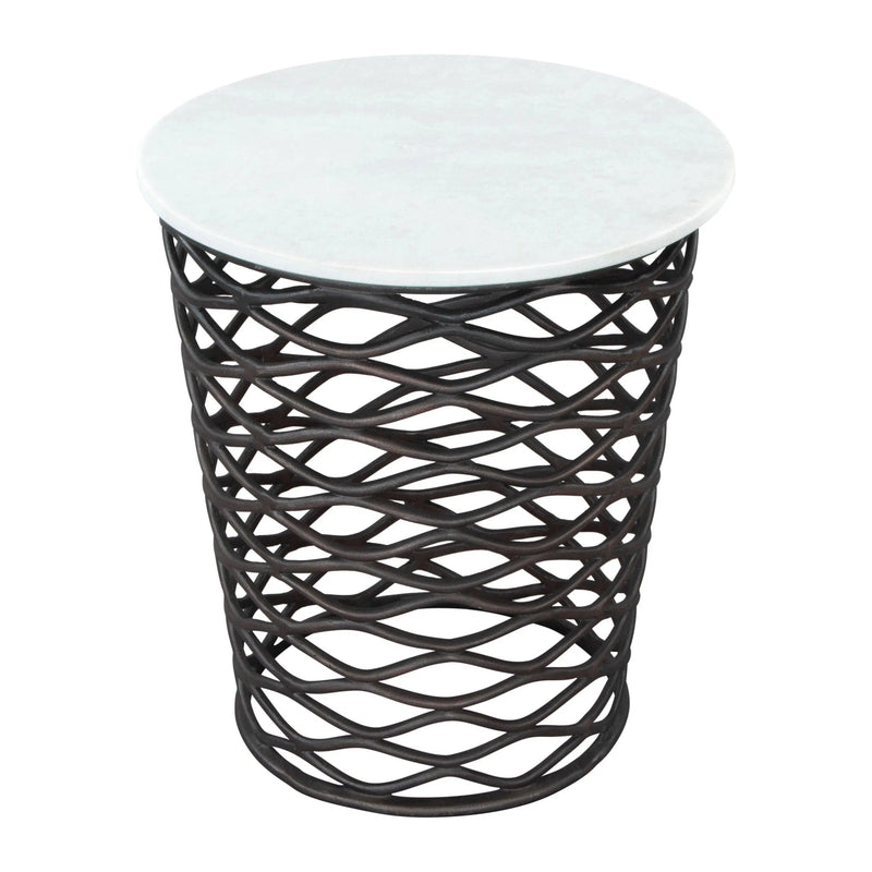 King Side Table White & Antique Black Side Tables LOOMLAN By Zuo Modern