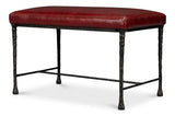 Kings Road Leather and Iron Red Bench Bedroom Benches LOOMLAN By Sarreid