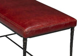 Kings Road Leather and Iron Red Bench Bedroom Benches LOOMLAN By Sarreid