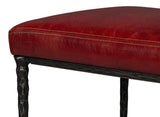 Kings Road Leather and Iron Red Bench Bedroom Benches LOOMLAN By Sarreid