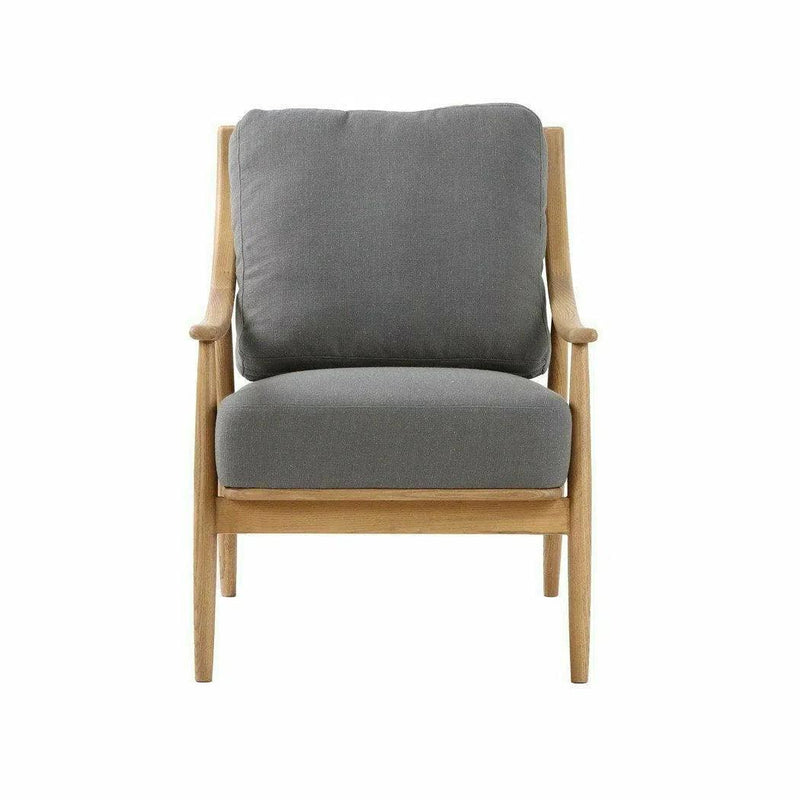 Kinsley Club Chair Stormy Grey & Natural Frame Linen Club Chairs LOOMLAN By LH Imports