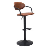 Kirby Bar Chair Vintage Brown Bar Stools LOOMLAN By Zuo Modern