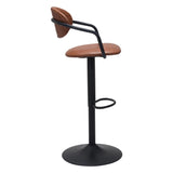 Kirby Bar Chair Vintage Brown Bar Stools LOOMLAN By Zuo Modern