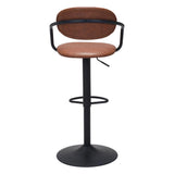 Kirby Bar Chair Vintage Brown Bar Stools LOOMLAN By Zuo Modern