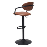 Kirby Bar Chair Vintage Brown Bar Stools LOOMLAN By Zuo Modern