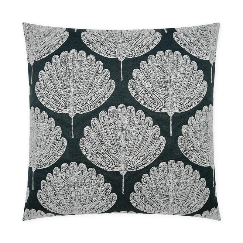 Kita Ebony Global Floral Black Large Throw Pillow With Insert Throw Pillows LOOMLAN By D.V. Kap