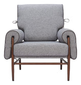 Klem Wood and Steel Gray Accent Arm Chair Club Chairs LOOMLAN By Zuo Modern