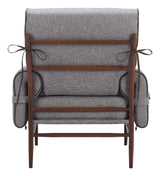 Klem Wood and Steel Gray Accent Arm Chair Club Chairs LOOMLAN By Zuo Modern