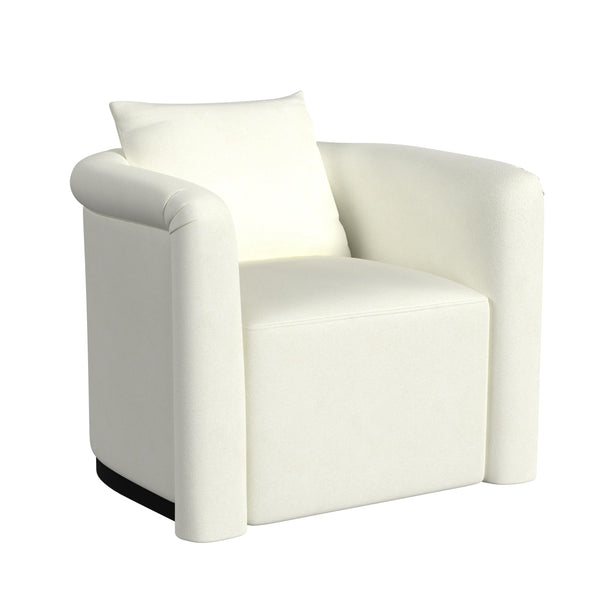 Kloe Wood and Fabric White Accent Arm Chair Club Chairs LOOMLAN By Bassett Mirror
