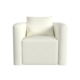 Kloe Wood and Fabric White Accent Arm Chair Club Chairs LOOMLAN By Bassett Mirror