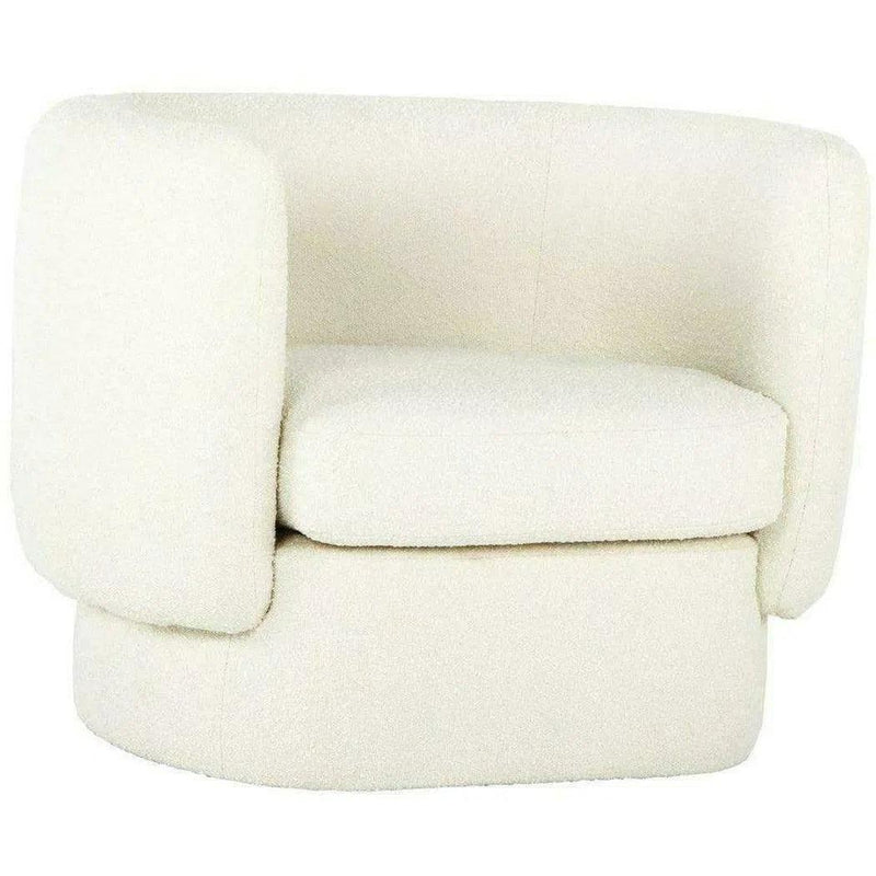 Koba Boucle Sheepskin White Sherpa Round Bucket Accent Chair Club Chairs LOOMLAN By Moe's Home