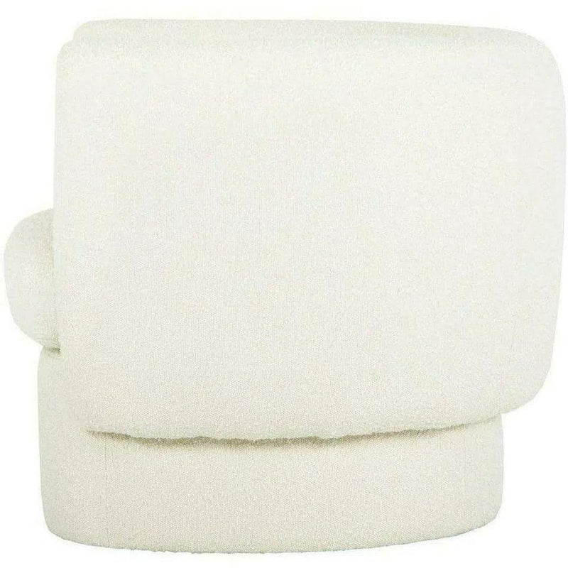 Koba Boucle Sheepskin White Sherpa Round Bucket Accent Chair Club Chairs LOOMLAN By Moe's Home