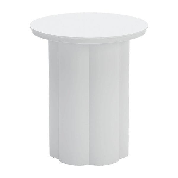 Kogur Aluminum White Round Side Table Outdoor Side Tables LOOMLAN By Zuo Modern