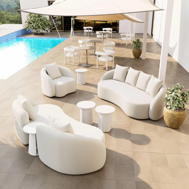 Kogur Aluminum White Round Side Table Outdoor Side Tables LOOMLAN By Zuo Modern