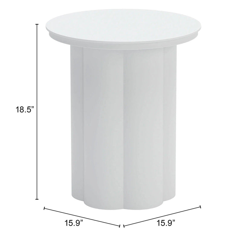 Kogur Aluminum White Round Side Table Outdoor Side Tables LOOMLAN By Zuo Modern