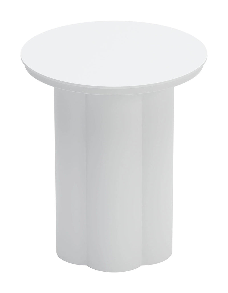 Kogur Aluminum White Round Side Table Outdoor Side Tables LOOMLAN By Zuo Modern