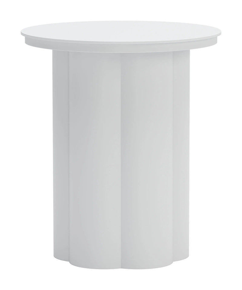 Kogur Aluminum White Round Side Table Outdoor Side Tables LOOMLAN By Zuo Modern