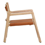 Kolding Natural Ash Wood and Top-Grain Buffalo Hide Arm Chair Club Chairs LOOMLAN By Moe's Home