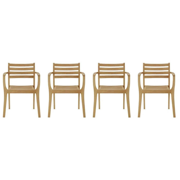 Kolding Stacking Armchair (Set of 4) Outdoor Dining Chairs LOOMLAN By HiTeak