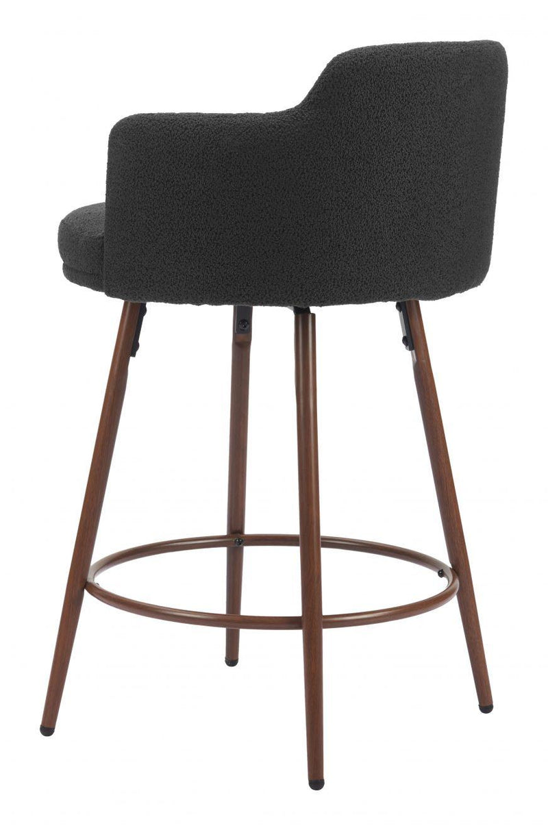 Kono Wood and Steel Black Swivel Counter Stool (Set of 2) Counter Stools LOOMLAN By Zuo Modern