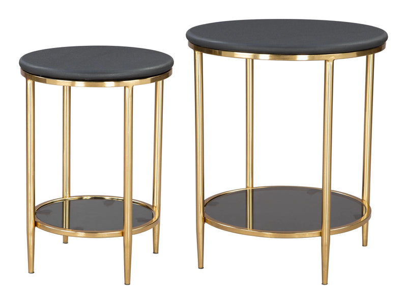 Koper Coffee Table Set (2-Piece) Black Coffee Tables LOOMLAN By Zuo Modern