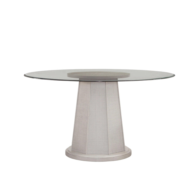 Korey 54" Wood and Glass Off-White Round Dining Table Dining Tables LOOMLAN By Bassett Mirror