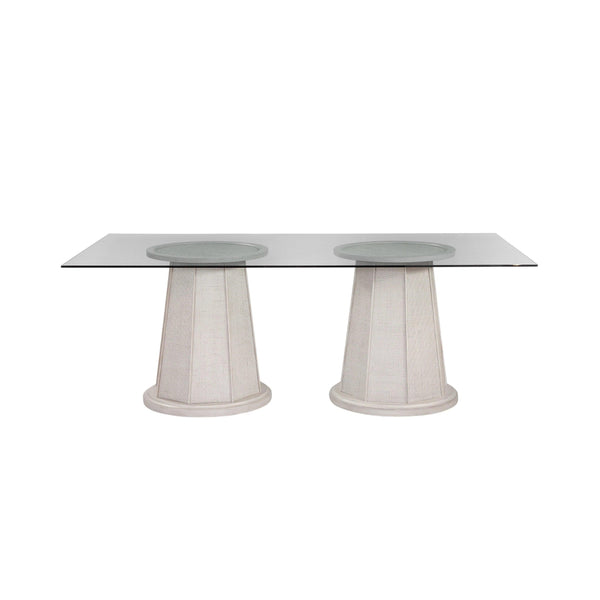 Korey Wood and Glass Cream Rectangular Dining Table Dining Tables LOOMLAN By Bassett Mirror