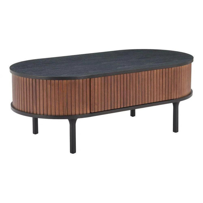 Koriana Wood Black and Walnut Oval Coffee Table Coffee Tables LOOMLAN By Zuo Modern