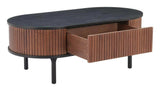 Koriana Wood Black and Walnut Oval Coffee Table Coffee Tables LOOMLAN By Zuo Modern