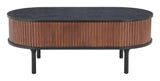 Koriana Wood Black and Walnut Oval Coffee Table Coffee Tables LOOMLAN By Zuo Modern